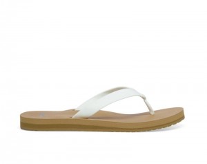Sanuk Ashland ST Vegan Women Flip Flops White / Brown,Sanuk Philippines | UW08-8318F4