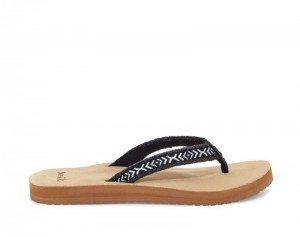 Sanuk Fraidy Tribal Hemp Women Sandals Black / White,Sanuk Philippines | EB20-2950H8