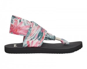 Sanuk Sling ST Watercolor Palm Women Sandals Pink Multicolor,Sanuk Philippines | FD69-8589P2