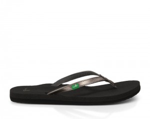 Sanuk Yoga Joy Metallic Women Flip Flops Black / Gold,Sanuk Philippines | QG68-0308L4