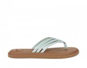 Sanuk Yoga Salty Women Flip Flops Brown / Light Blue,Sanuk Philippines | SC38-0758P3