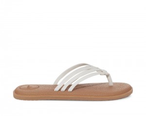 Sanuk Yoga Salty Women Flip Flops White / Brown,Sanuk Philippines | SQ17-2817M8