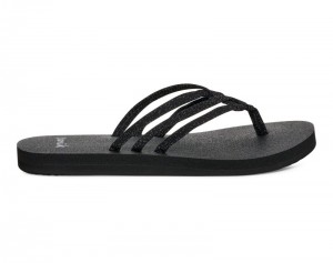 Sanuk Yoga Sandy II Sparkle Women Flip Flops Black,Sanuk Philippines | TY98-0868T5